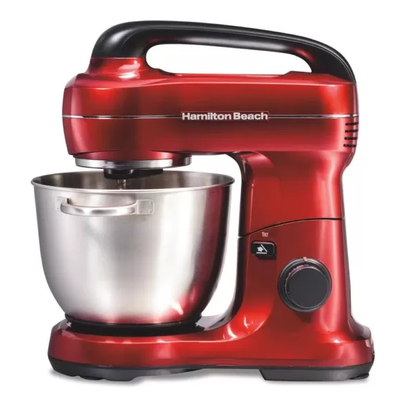 Hamilton Beach 4 Qt. 7-Speed Red Stand Mixer with Tilt Head