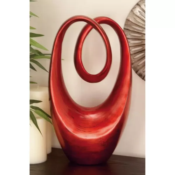 LITTON LANE 20 in. x 11 in. Decorative Abstract Sculpture in Red Polystone