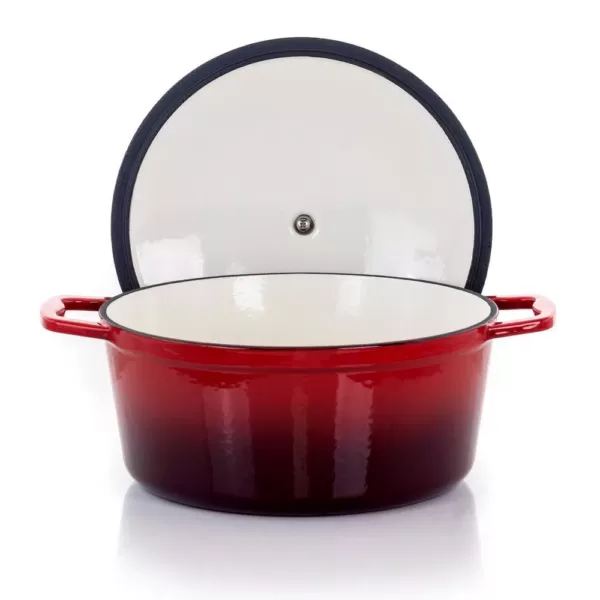 MegaChef MegaChef 4 Qt. Round Enameled Cast Iron Casserole in Red with Lid