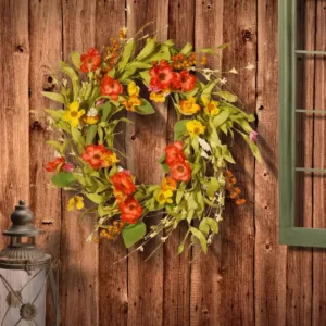 National Tree Company 22 in. Spring Flower Wreath