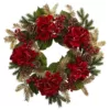 Nearly Natural 24 in. Hydrangea Pine Wreath