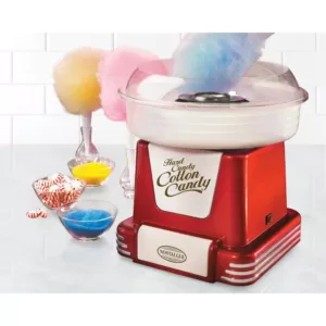 Nostalgia Retro Red Hard and Sugar Free Cotton Candy Maker with Cotton Candy Cones