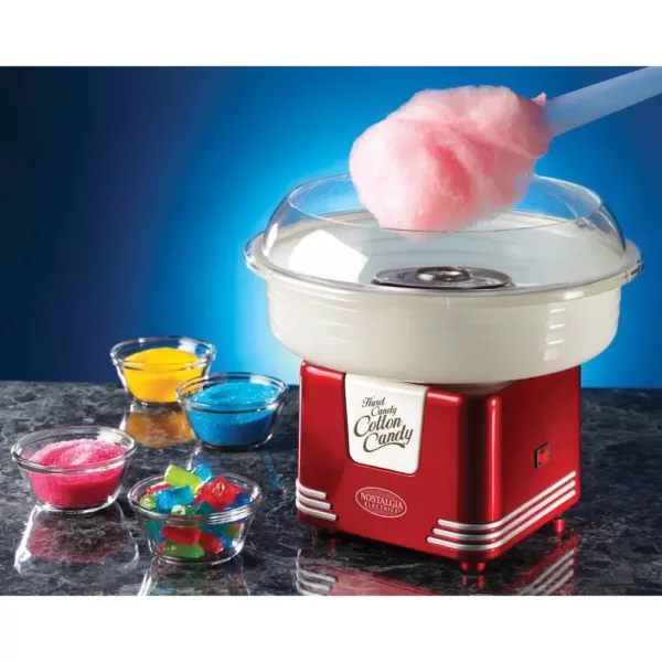 Nostalgia Retro Red Hard and Sugar Free Cotton Candy Maker with Cotton Candy Cones