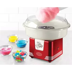 Nostalgia Retro Red Hard and Sugar Free Cotton Candy Maker with Cotton Candy Cones