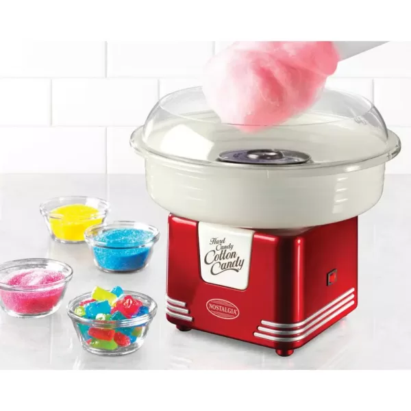 Nostalgia Retro Red Hard and Sugar Free Cotton Candy Maker with Cotton Candy Cones