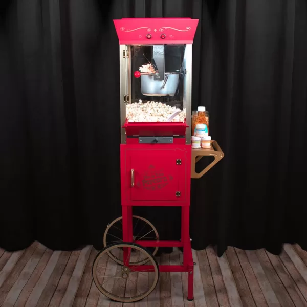 Nostalgia Vintage 600-Watt 8 oz. Oil Red Popcorn Machine with Cart