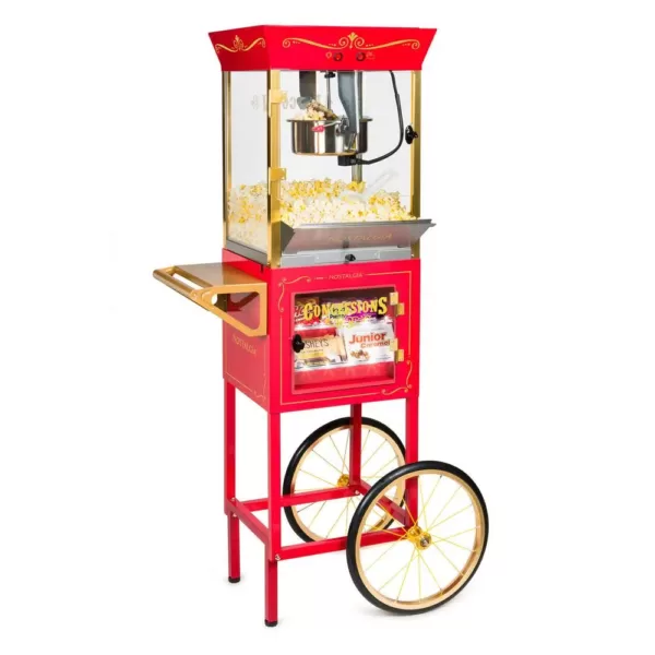 Nostalgia 8 oz. Red Popcorn Machine with Concession Cart