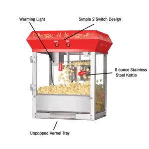 Great Northern 6106 Great 6 Oz. Northern Popcorn Red Foundation Top Popcorn Popper Machine