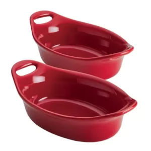 Rachael Ray Ceramics 2-Piece Oval Au Gratin Set, Red