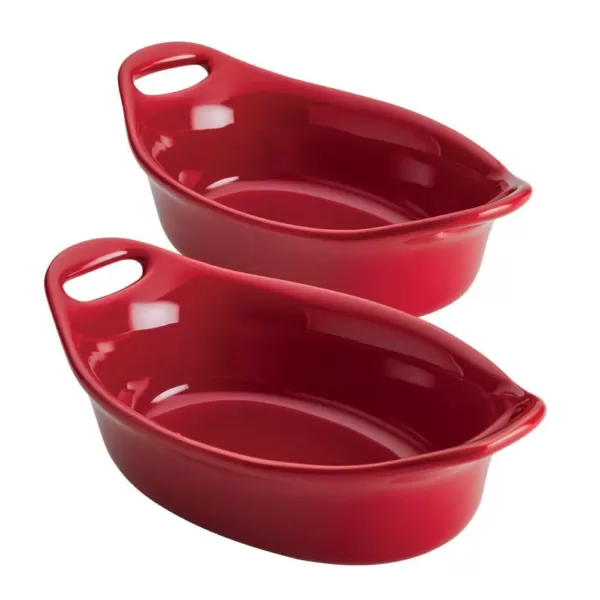 Rachael Ray Ceramics 2-Piece Oval Au Gratin Set, Red