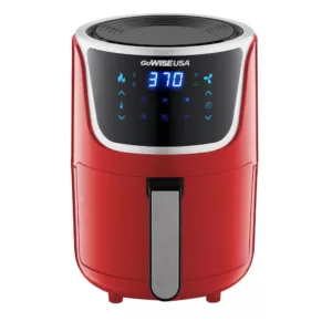 GoWISE USA 1. 7- qt. , 2.0 qt. Max Red/Silver Electric Mini Air Fryer with Digital Touchscreen + Recipe Book