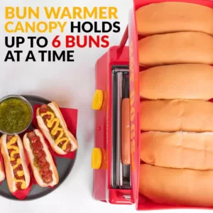 Nostalgia Red 8-Hot Dog Roller and 6-Bun Warmer