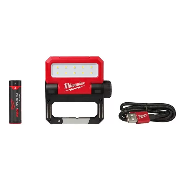 Milwaukee 700 Lumens LED Rechargeable Aluminum Flashlight and 550 Lumens LED Rechargeable Pivoting Flood Light (2-Pack)