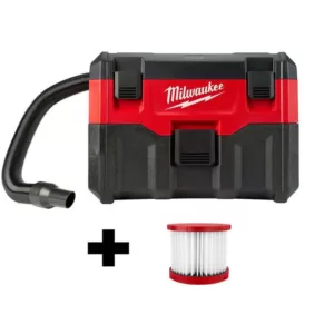 Milwaukee M18 18-Volt 2 Gal. Lithium-Ion Cordless Wet/Dry Vacuum W/ Extra Wet/Dry HEPA Filter