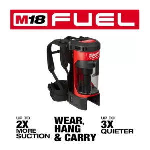 Milwaukee M18 FUEL 18-Volt Lithium-Ion Brushless 1 Gal. Cordless 3-in-1 Backpack Vacuum with Extra HEPA Filter