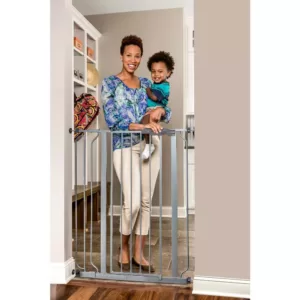 Regalo 41 in. Easy Step Extra Tall Platinum Metal Walk Through Gate