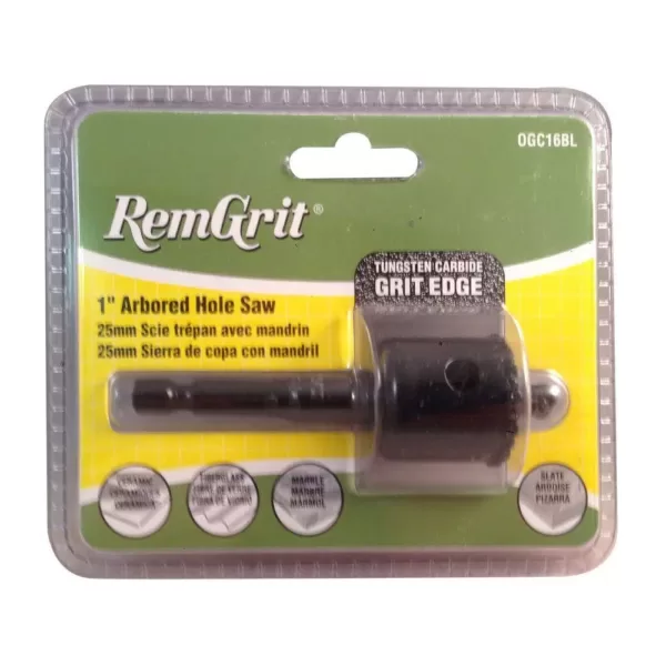 RemGrit 1 in. Diameter Carbide Grit Arbored Hole Saw