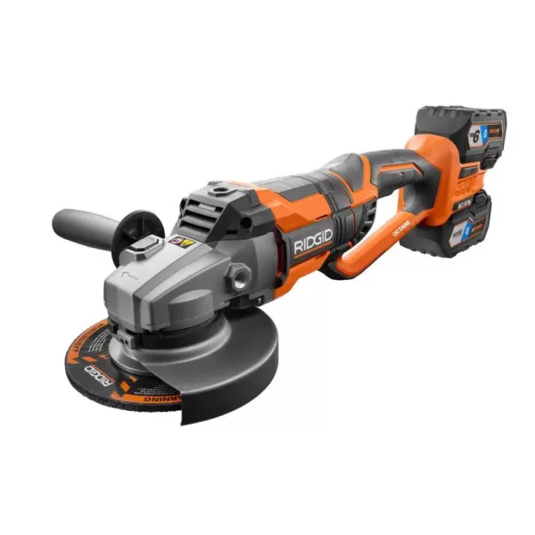 RIDGID 18-Volt OCTANE Cordless Brushless 7 in. Dual Angle Grinder Kit with (1) OCTANE Bluetooth 3.0 Ah Battery and Charger