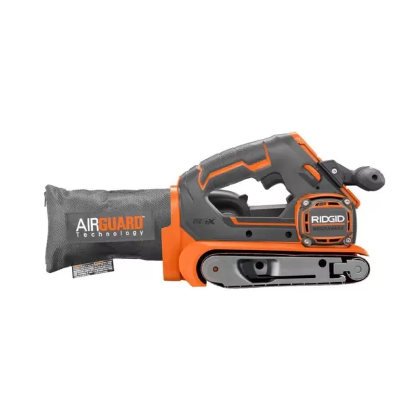 RIDGID 18-Volt GEN5X Cordless Brushless 3 in. x 18 in. Belt Sander (Tool Only) with Dust Bag and (1) 80 Grit Sanding Belt