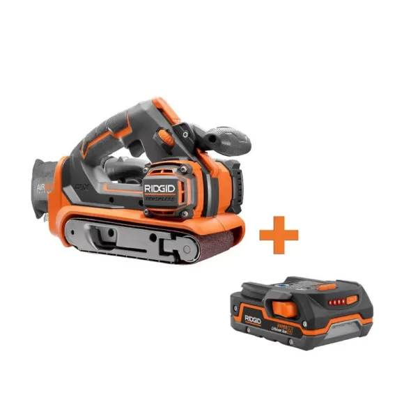 RIDGID 18-Volt Cordless Brushless 3 in. x 18 in. Belt Sander with 1.5 Ah Lithium-Ion Battery