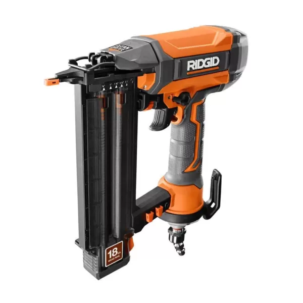 RIDGID 18-Gauge 2-1/8 in. Brad Nailer w/ CLEAN DRIVE Technology, Tool Bag, and Sample Nails w/ 1/4 in. 50 ft. Lay Flat Air Hose