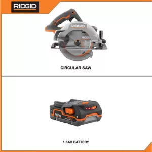 RIDGID 18-Volt Cordless Brushless 7-1/4 in. Circular Saw with 1.5 Ah Lithium-Ion Battery