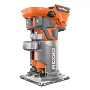 RIDGID 18-Volt Cordless Brushless 1/4 in. Compact Router with Fixed Base and Tool Free Depth Adjustment