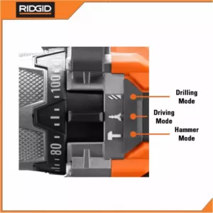 RIDGID 18-Volt Lithium-Ion Cordless Brushless 1/2 in. Compact Hammer Drill Kit with (2) 2.0 Ah Batteries, Charger, and Bag