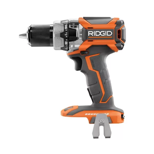 RIDGID 18-Volt Brushless Cordless 1/2 in. Compact Hammer Drill Kit with Bonus 18-Volt 1.5 Ah Lithium-Ion Battery (2-Pack)