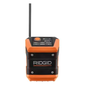 RIDGID 18-Volt Cordless Mini Bluetooth Radio with Radio App with 1.5 Ah Battery and 18-Volt Charger