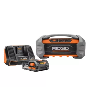 RIDGID 18-Volt Hybrid Jobsite Radio with 18-Volt Lithium-Ion 2.0 Ah Battery and Charger Kit