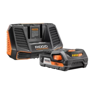 RIDGID 18-Volt Hybrid Folding Panel Light with 18-Volt Lithium-Ion 2.0 Ah Battery and Charger Kit