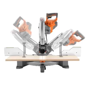 RIDGID 15 Amp Corded 12 in. Dual Bevel Miter Saw with LED with Universal Mobile Miter Saw Stand with Mounting Braces