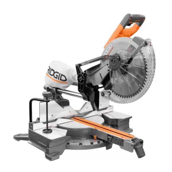 RIDGID 15 Amp Corded 12 in. Dual Bevel Sliding Miter Saw with 70 Deg. Miter Capacity and LED Cut Line Indicator