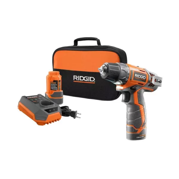 RIDGID 12-Volt Lithium-Ion 3/8 in. Cordless 2-Speed Drill Kit