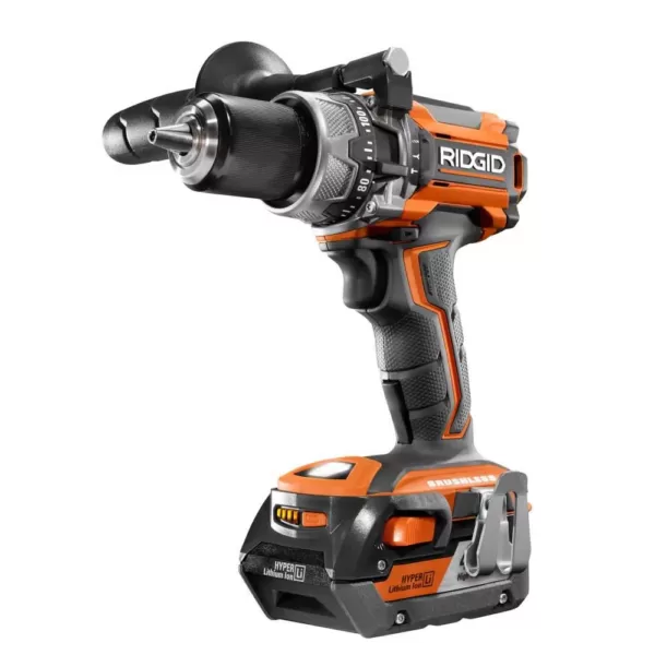 RIDGID 18-Volt Cordless Brushless Hammer Drill & Impact Driver Kit with Bonus 18-Volt 1.5 Ah Lithium-Ion Battery (2-Pack)