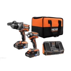 RIDGID 18-Volt OCTANE Lithium-Ion Cordless Brushless Combo Kit with Hammer Drill, Impact Driver, (2) 3.0 Ah Batteries, Charger