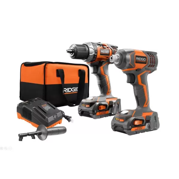 RIDGID 18-Volt Lithium-Ion Cordless Drill/Driver and Impact Driver 2-Tool Combo Kit with (2) 2.0 Ah Batteries, Charger, and Bag