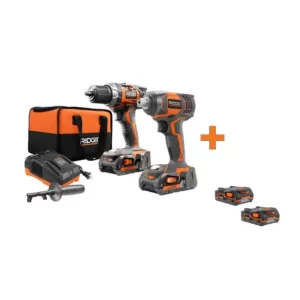 RIDGID 18-Volt Cordless Drill/Driver and Impact Driver Combo Kit with Bonus 18-Volt 1.5 Ah Lithium-Ion Battery (2-Pack)