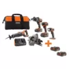 RIDGID 18-Volt Lithium-Ion Brushless 5-Tool Combo Kit with Bonus 1.5 Ah Battery (2-Pack)