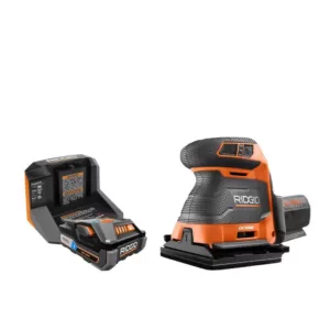 RIDGID 18-Volt OCTANE Cordless Brushless 3-Speed 1/4 Sheet Sander Kit with (1) OCTANE Bluetooth 3.0 Ah Battery and Charger