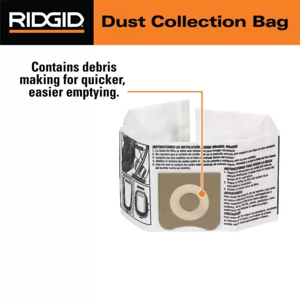 RIDGID Filter Kit with VF3500 Fine Dust Filter and VF3501 Dust Bags (2-pack) for 3 to 4.5 Gal. RIDGID Wet/Dry Shop Vacuums