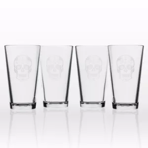 Rolf Glass Sugar Skull 16 oz. Pint Glass (Set of 4)