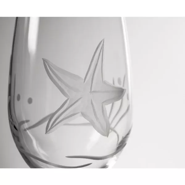 Rolf Glass Starfish 17 oz. Clear Stemless Wine Tumbler (Set of 4)