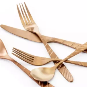 MegaChef La Vague 20-Piece Matte Rose Gold Stainless Steel Flatware Set (Service for 4)