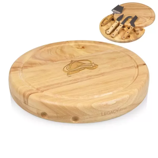 Picnic Time Colorado Avalanche 10.20 in. Natural Wood Cheese Board and Tool Set