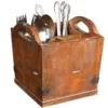 3R Studios Dorian 7 in. H x 7 in. W Rustic Brown Utensil Holder