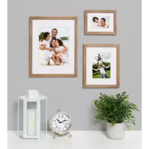 DesignOvation Gallery 5 in. x 7 in. Matted to 3.5 in. x 5 in. Rustic Brown Wood Picture Frame (Set of 4)