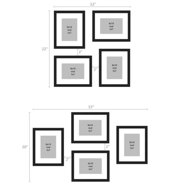 DesignOvation Gallery 8 in. x 10 in. Matted to 5 in. x 7 in. Rustic Brown Wood Picture Frame (Set of 4)