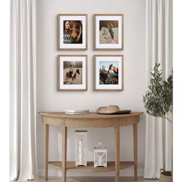 DesignOvation Gallery 11 in. x 14 in. Matted to 8 in. x 10 in. Rustic Brown Wood Picture Frame (Set of 4)